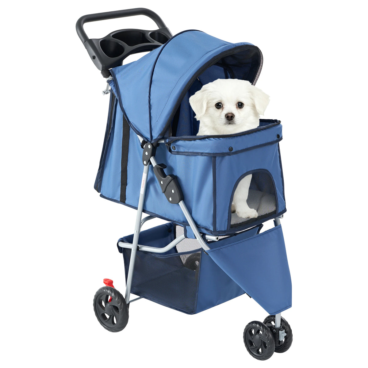 JHK Foldable Three Wheel Pet Stroller With Mesh Windows