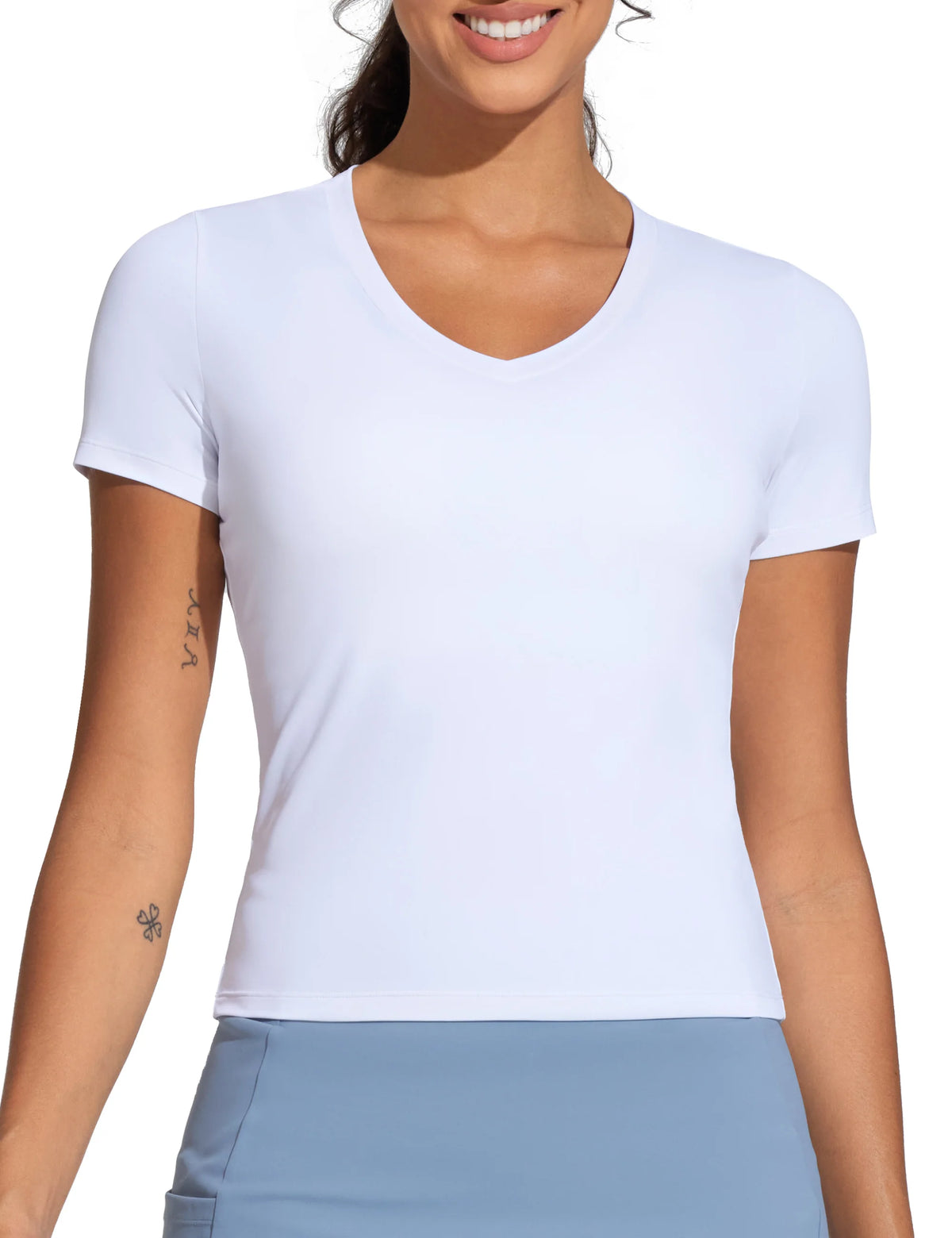 THE GYM PEOPLE Women's V-Neck Crop Workout Yoga Tee