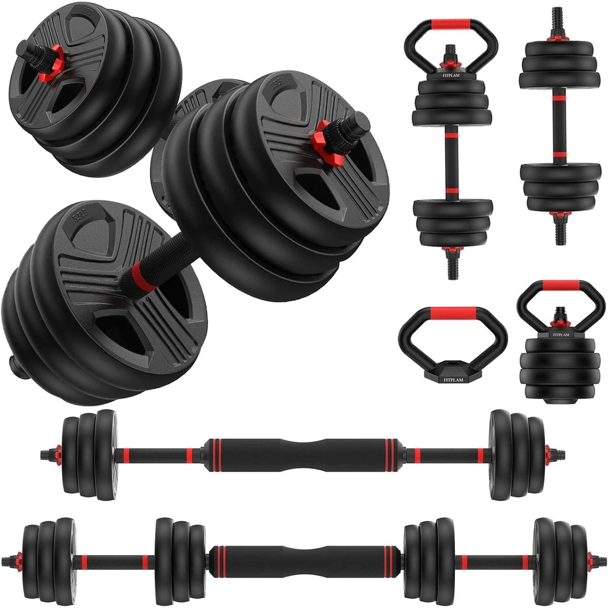 FED Fitness Adjustable 5 In 1 Dumbbell Barbell Kettlebell Set