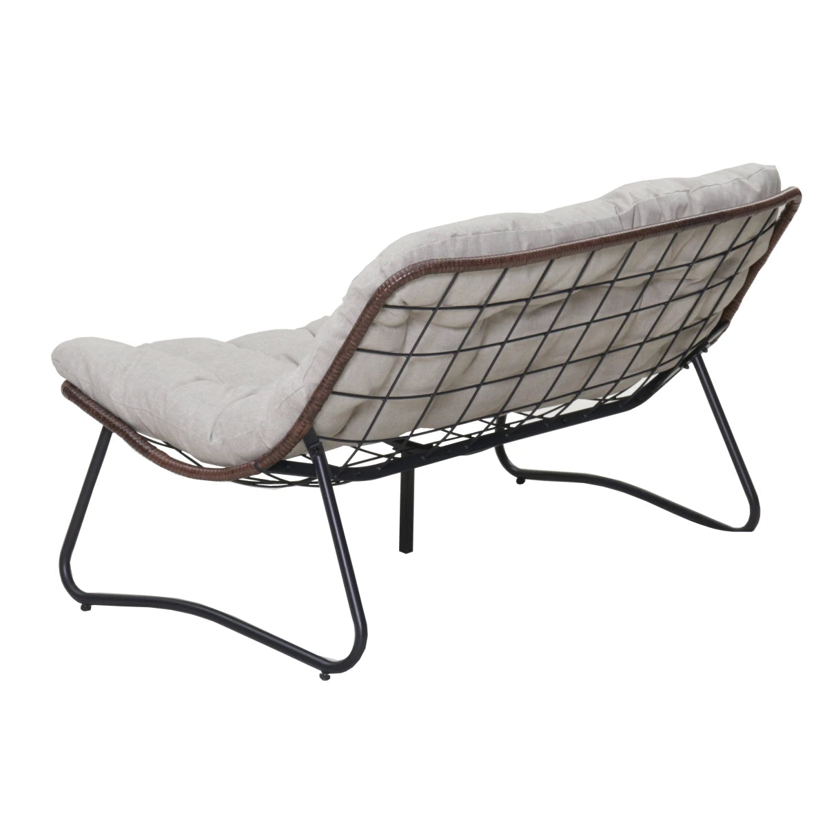 Outdoor Wicker Patio Loveseat Glider Bench With Thick Cushions