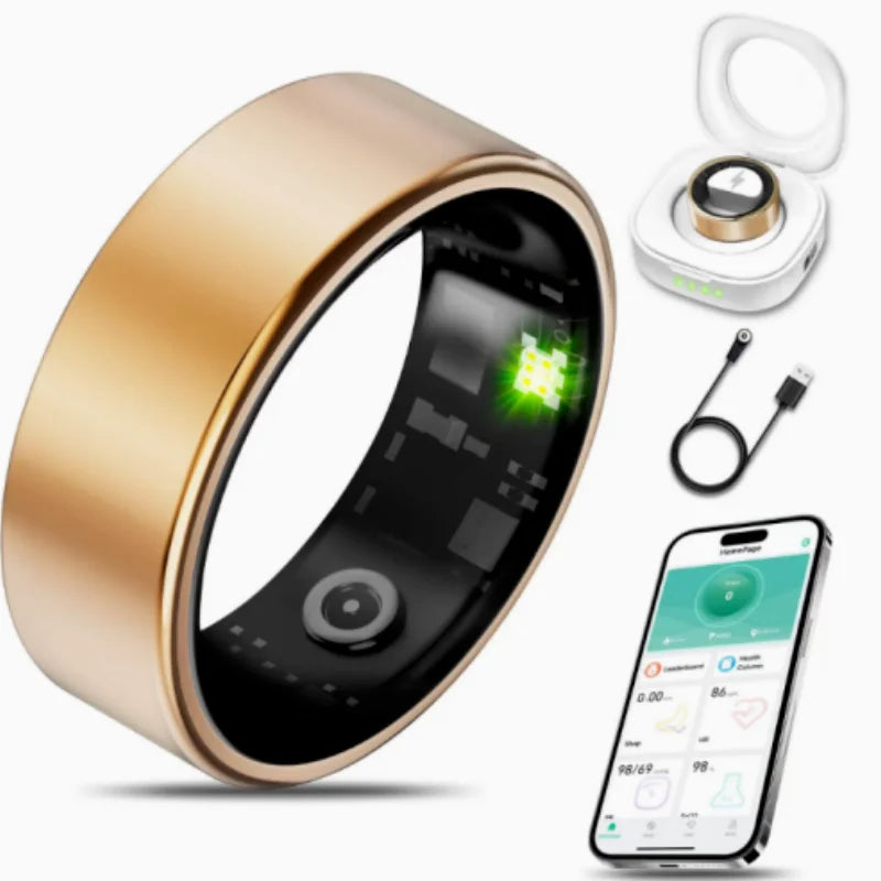 Smart Ring R09 Health Monitor With Activity Tracking Charging Case