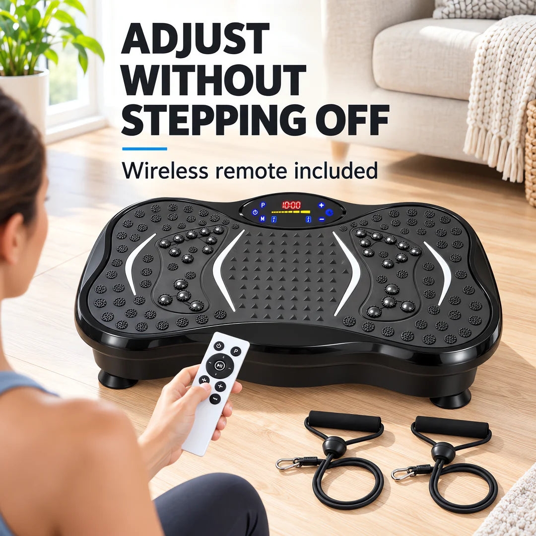 Compact Vibration Plate Exercise Machine With LCD And Resistance Bands