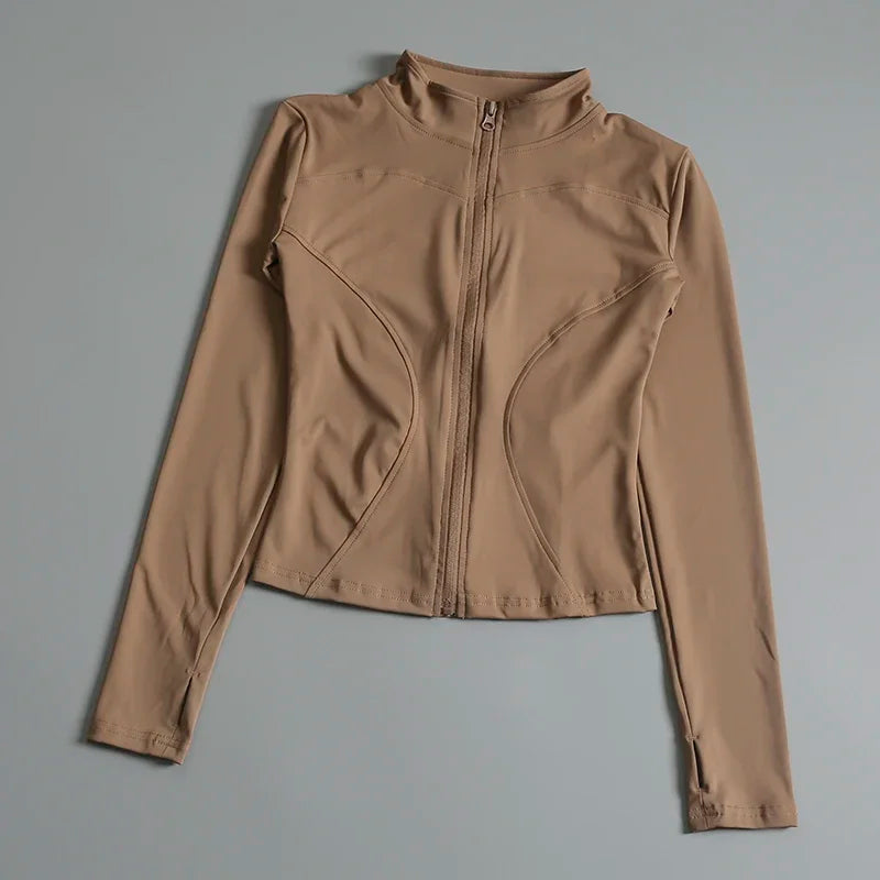 Women's Zip Up Yoga Shirt for Running and Gym Workouts