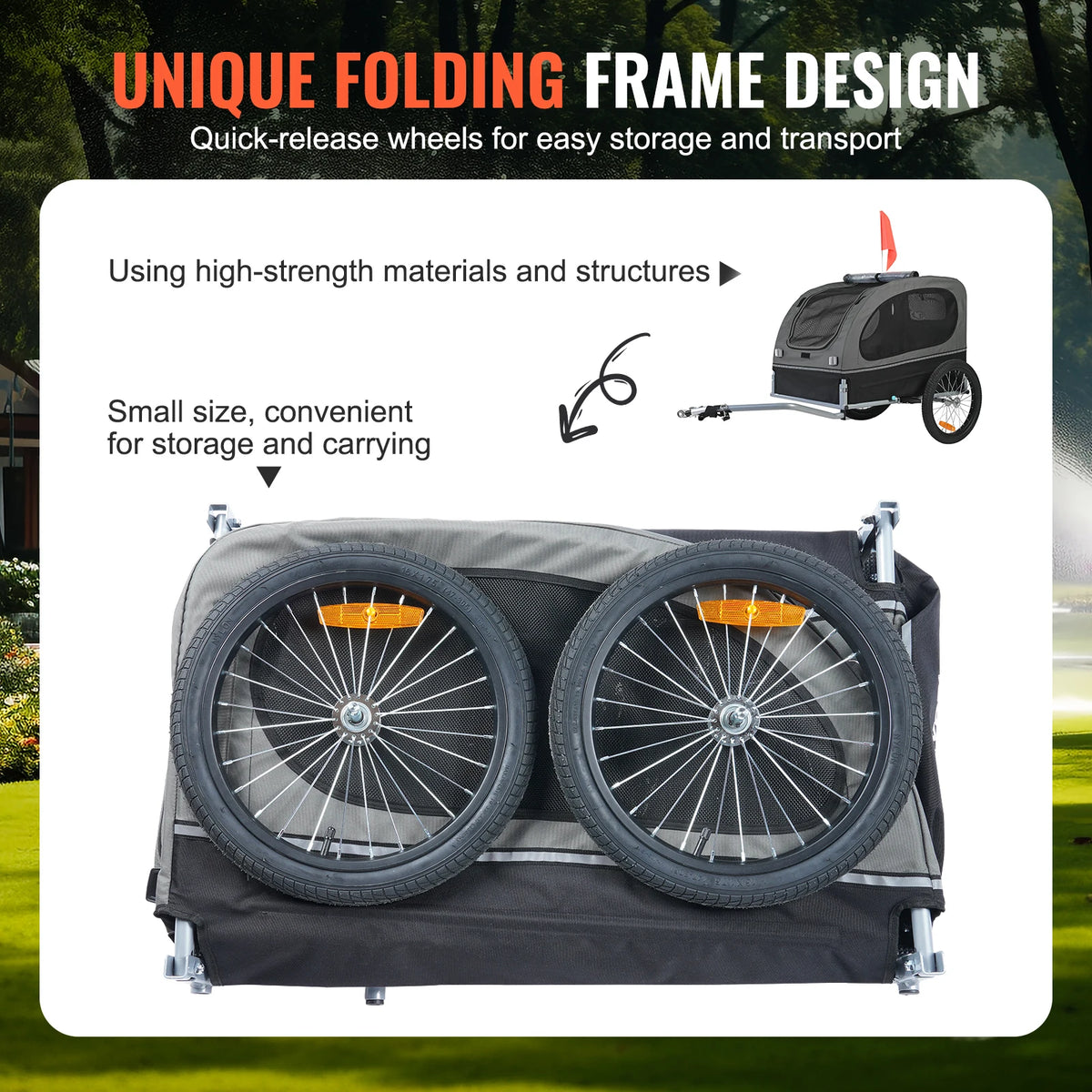 SucceBuy Collapsible Dog Bike Trailer Pet Carrier with Wheels