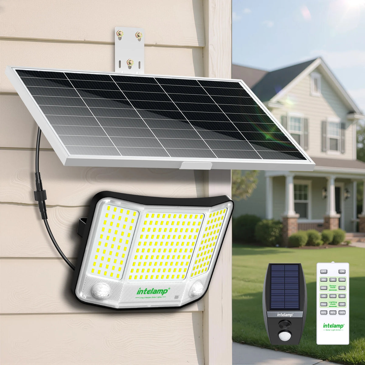 Intelamp Solar Motion Sensor Flood Light for Outdoor Areas