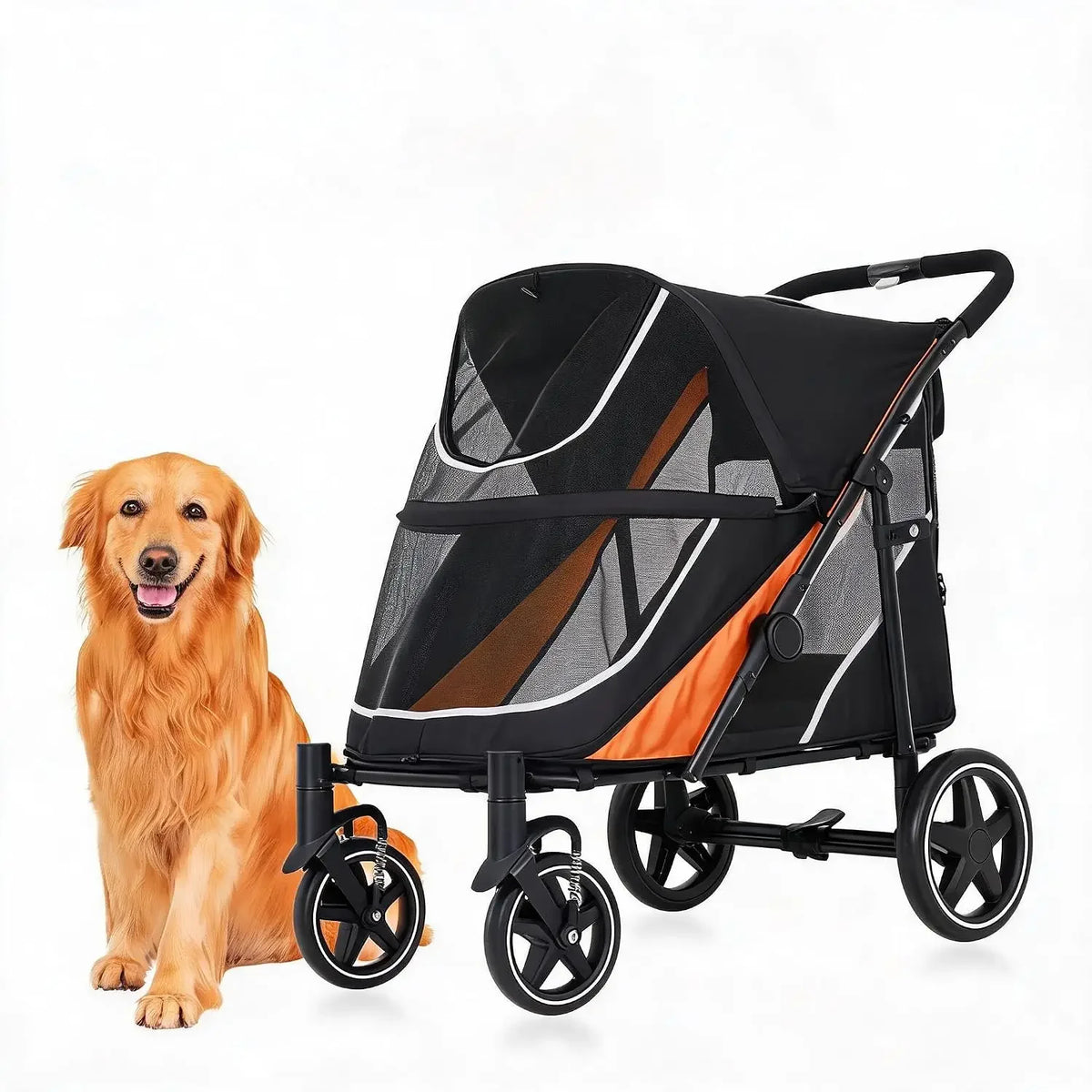 Garvee Foldable Pet Stroller With Mesh Ventilation And Removable Bed