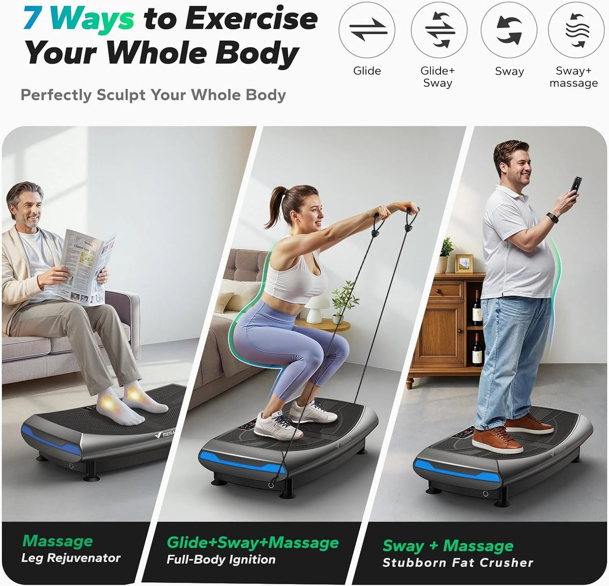 Merach 4D Vibration Plate Exercise Machine Full Body Workout