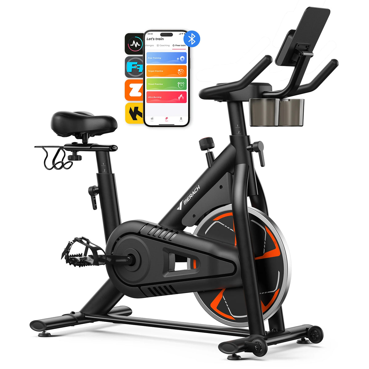 Merach Magnetic Exercise Bike with Quiet Ride and App Connectivity