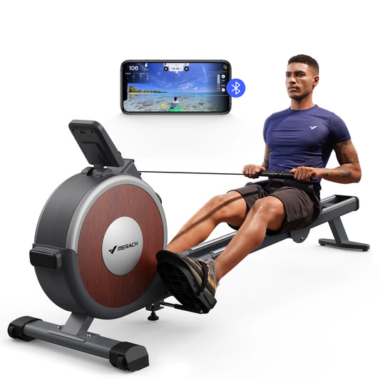 Merach Magnetic Rowing Machine Dual Slide Rail Quiet Home Fitness