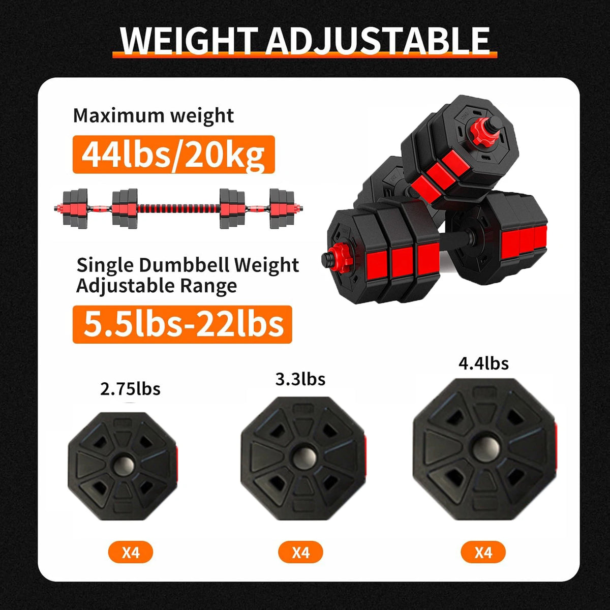 Adjustable Dumbbell to Barbell Set for Home Strength Training