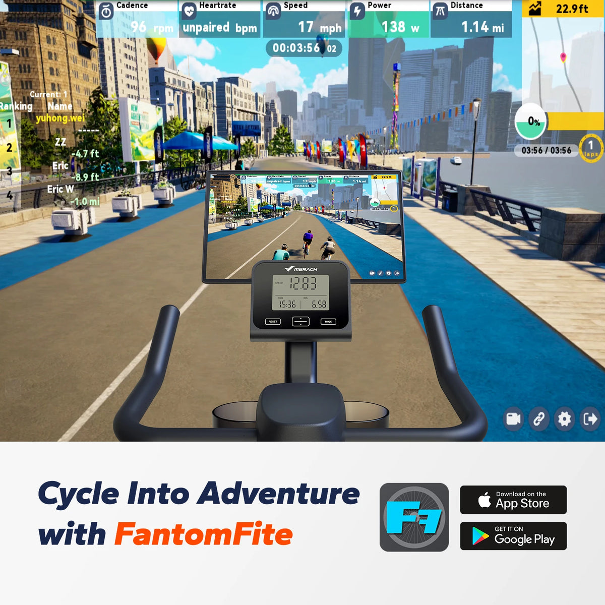 Merach Magnetic Exercise Bike with Quiet Ride and App Connectivity