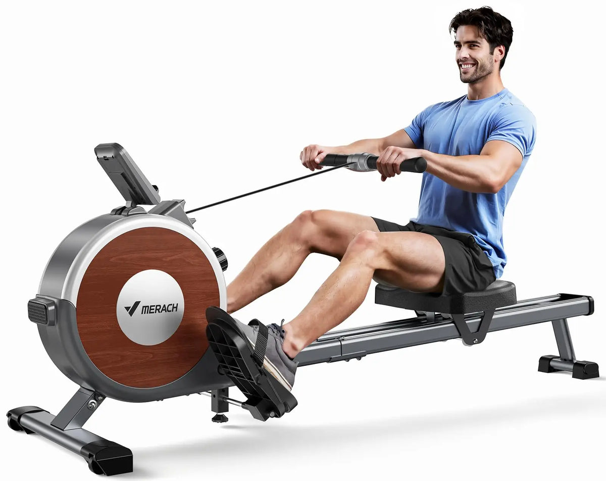 Merach Magnetic Rowing Machine Dual Slide Rail Quiet Home Fitness