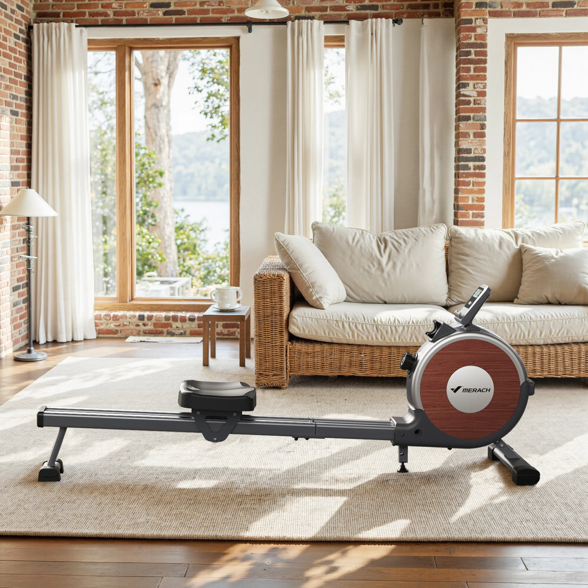 Merach Magnetic Rowing Machine Dual Slide Rail Quiet Home Fitness