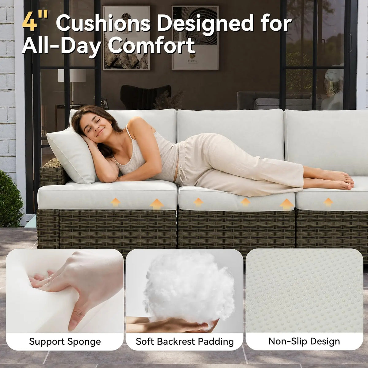 AOXUN Luxury Patio Rattan Sectional Sofa Set For Outdoor Living