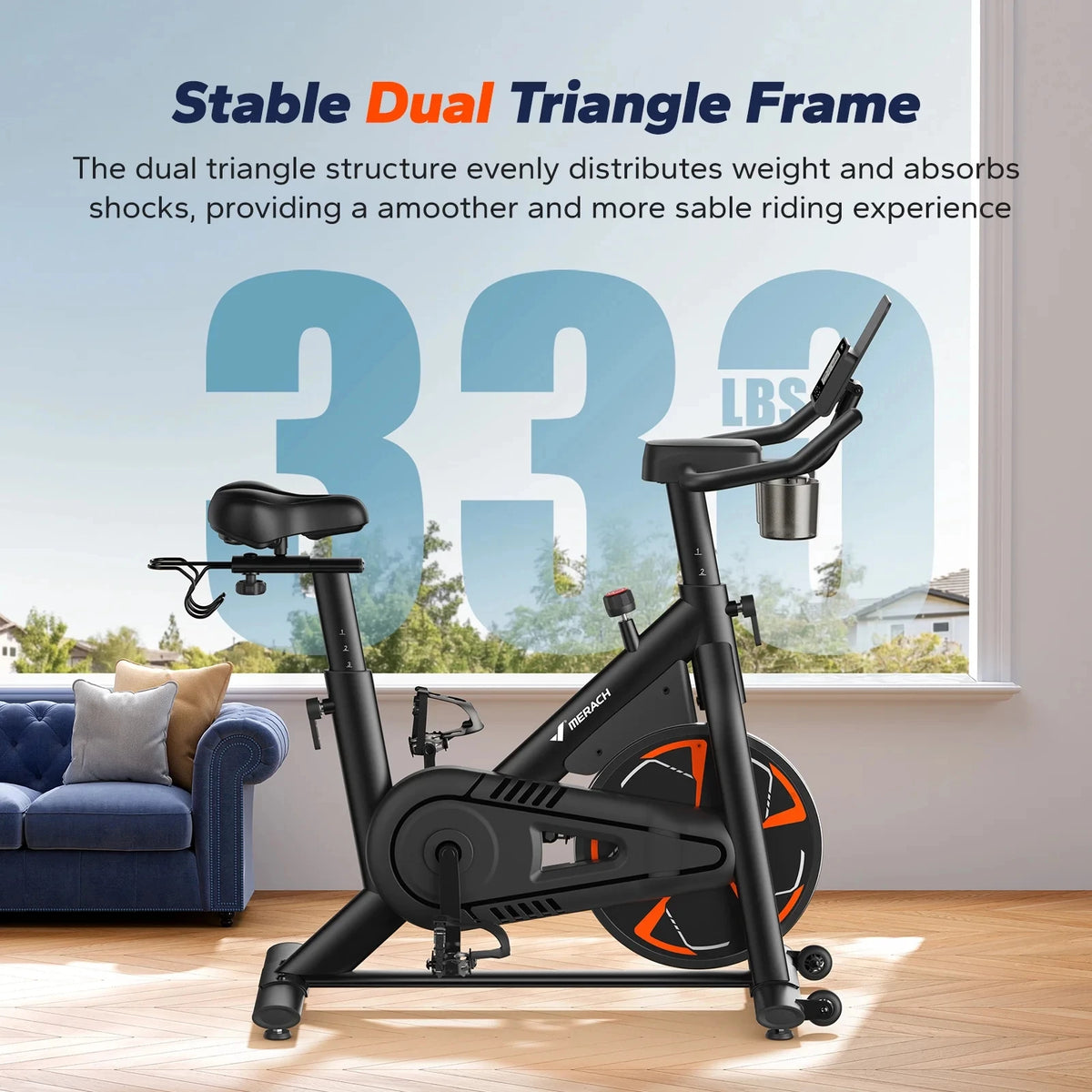 Merach Magnetic Exercise Bike with Quiet Ride and App Connectivity
