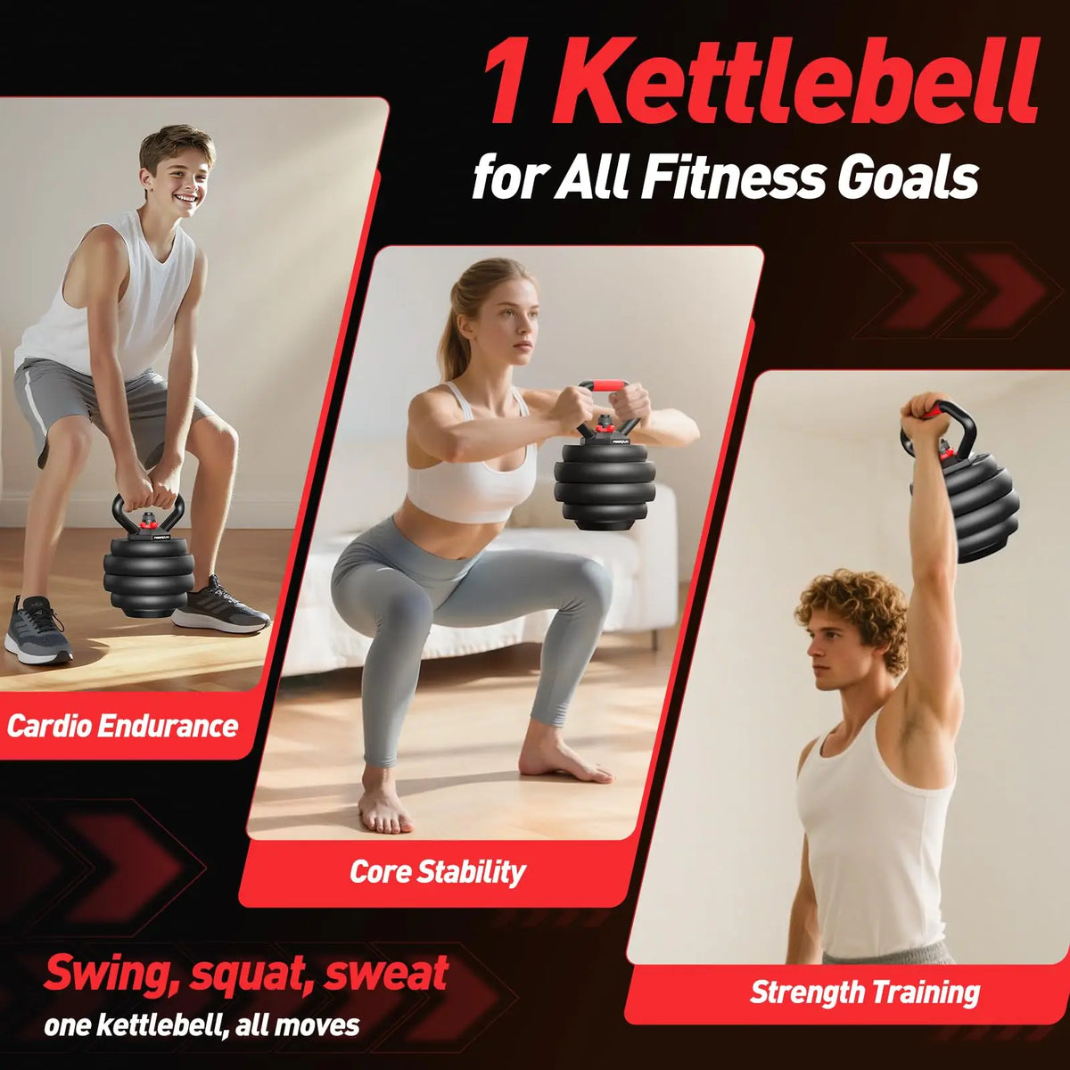 FED Fitness Adjustable 5 In 1 Dumbbell Barbell Kettlebell Set