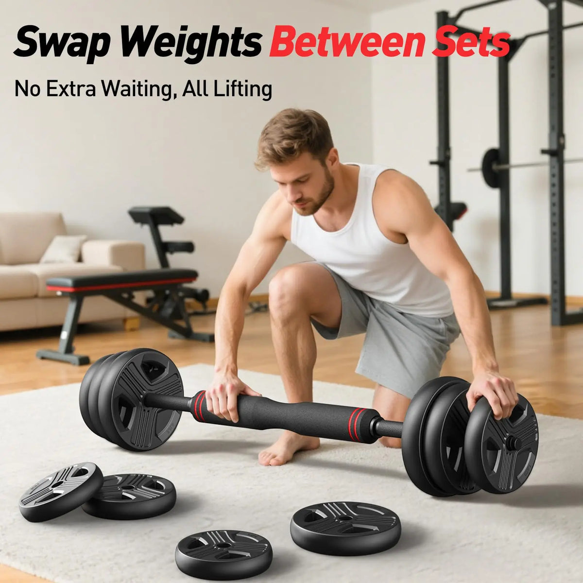 FED Fitness Adjustable 5 In 1 Dumbbell Barbell Kettlebell Set