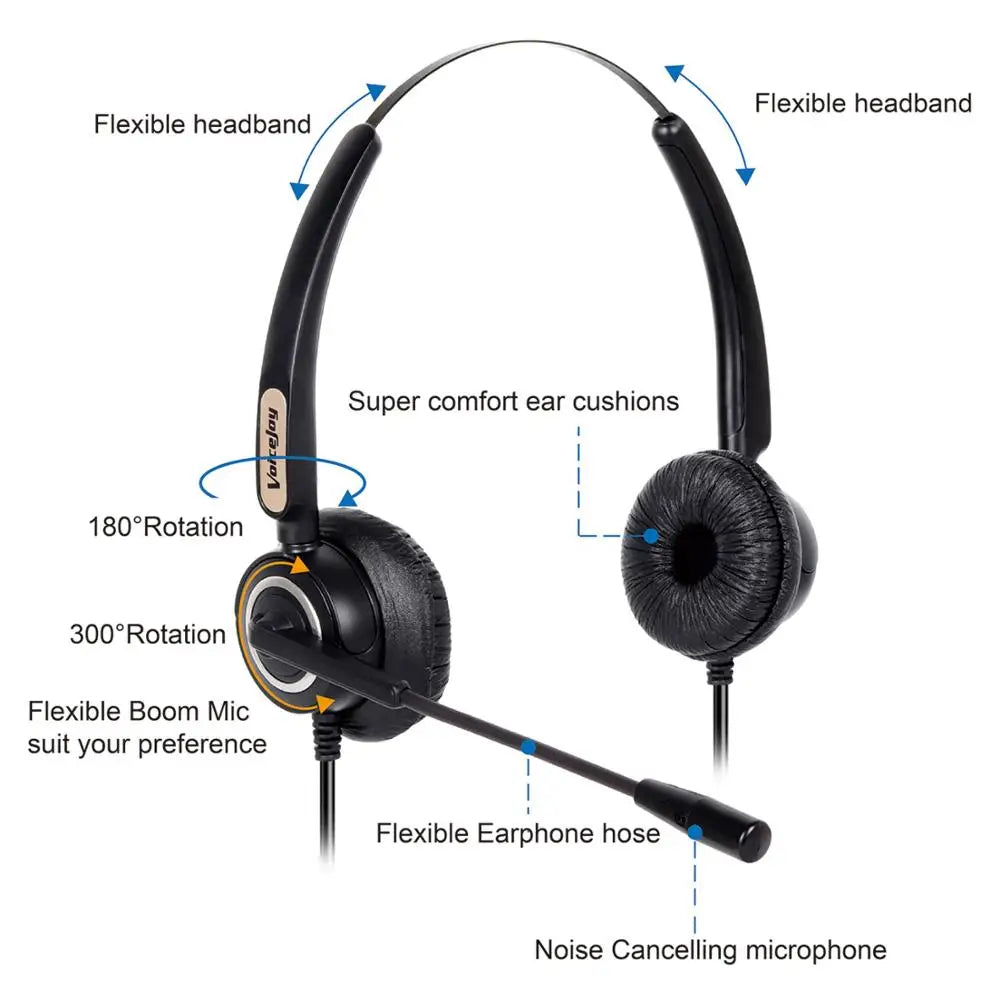 VoiceJoy RJ9 Noise Cancelling Headset For Cisco IP Phones