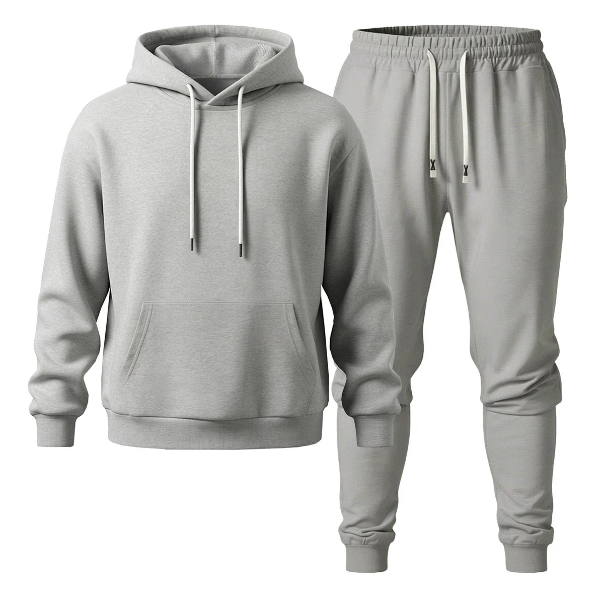 Mens Hooded Sweatshirt and Jogger Pants Two Piece Outdoor Set