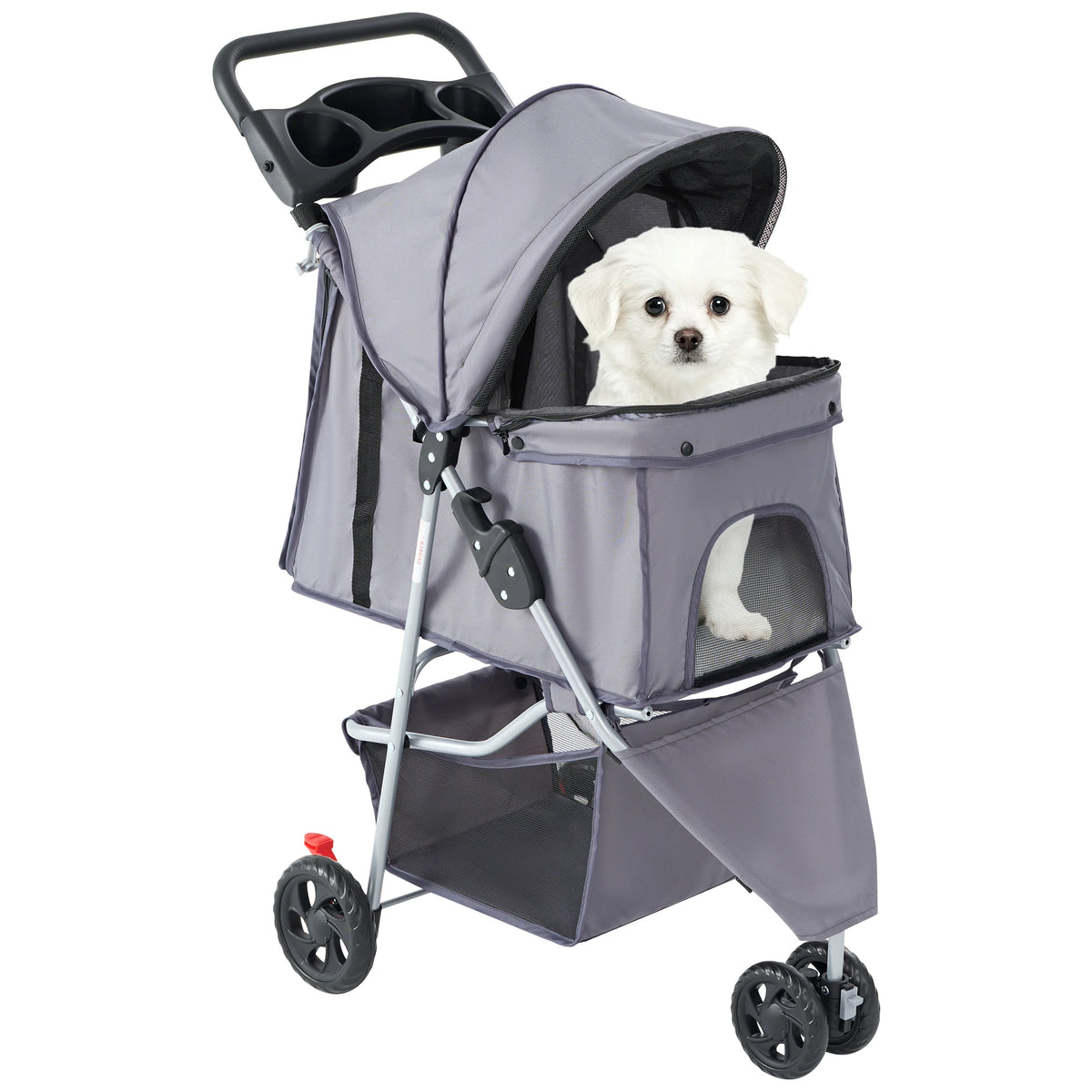 JHK Foldable Three Wheel Pet Stroller With Mesh Windows