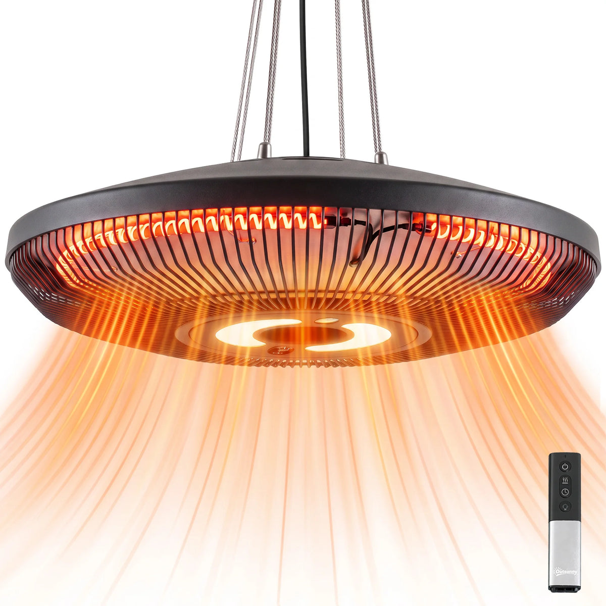 Outsunny Electric Hanging Patio Heater With Integrated LED Lighting