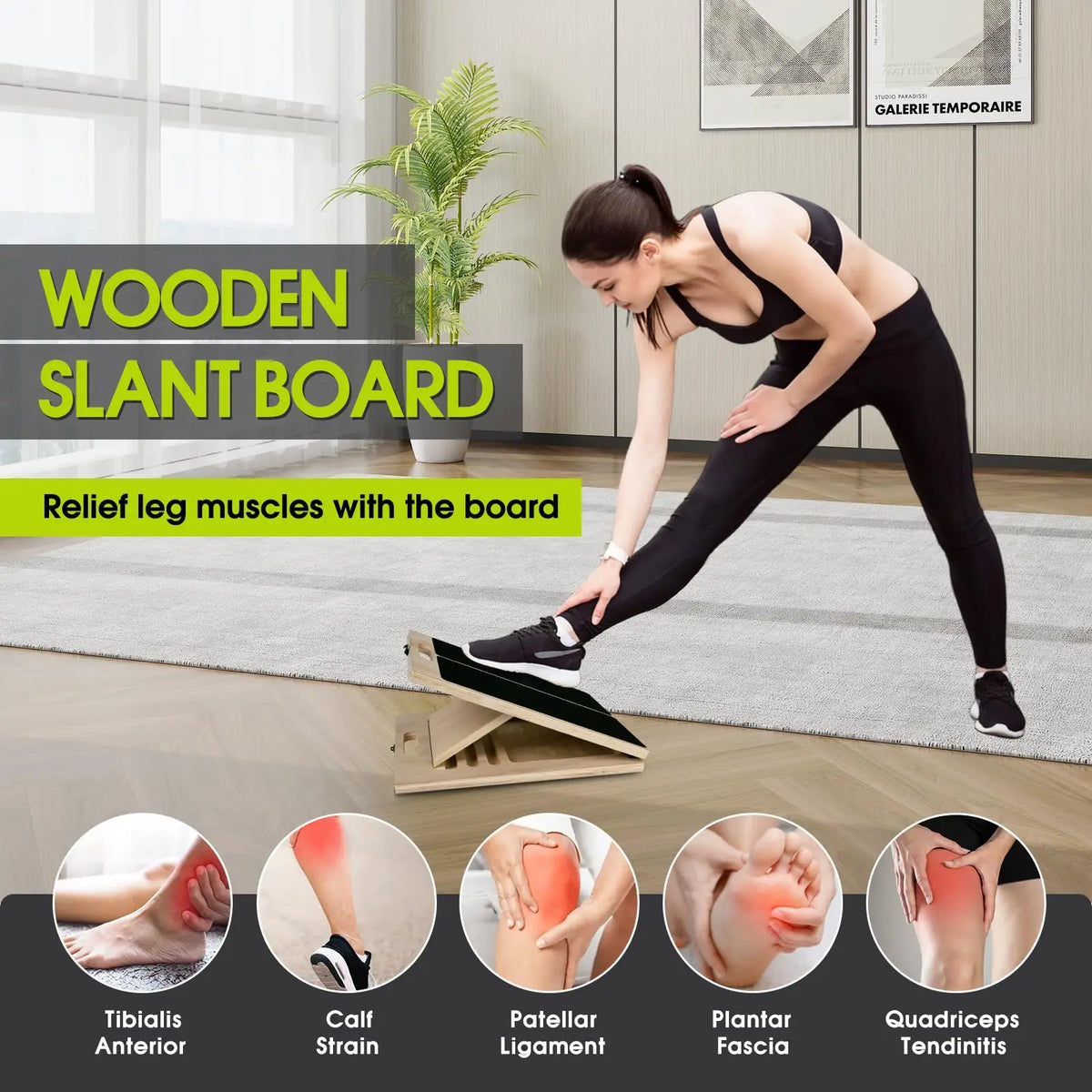 Adjustable Wooden Balance Board Calf Stretcher For Leg Training