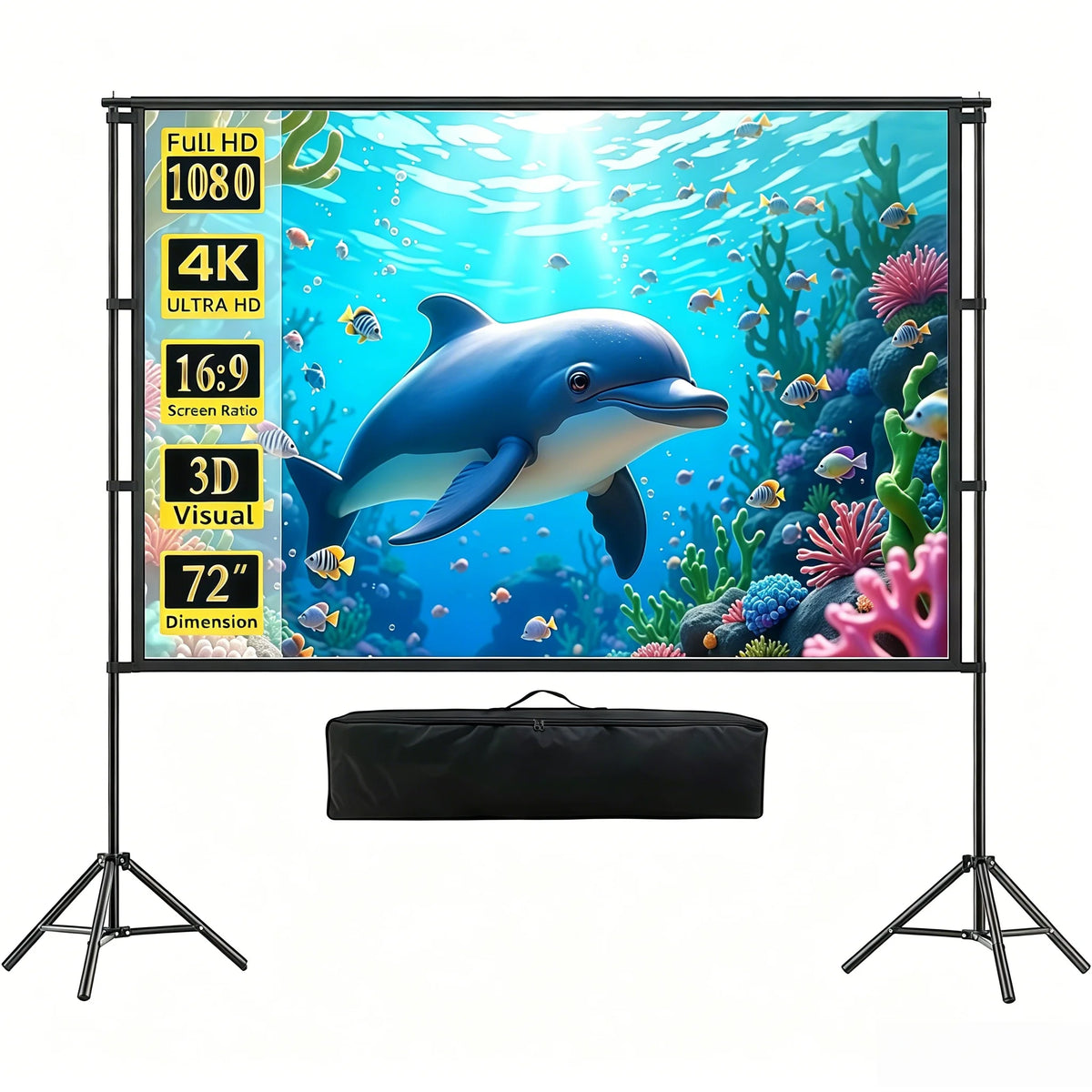 XBJ Portable Projector Screen With Durable Tripod Stand For Outdoors