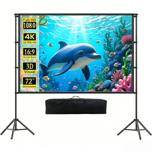 XBJ Portable Projector Screen With Durable Tripod Stand For Outdoors