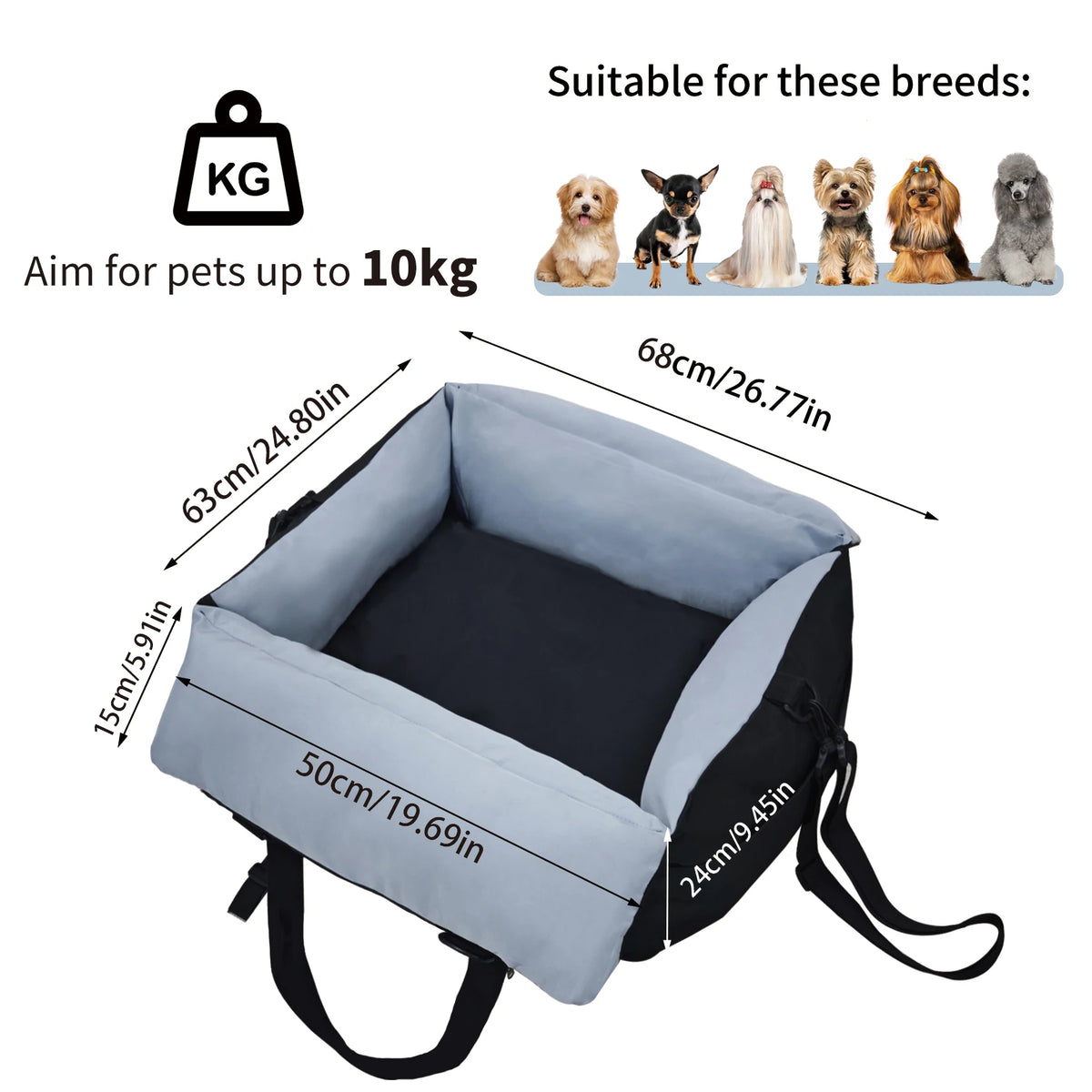 BORWART Portable Dog Car Seat Booster Travel Carrier