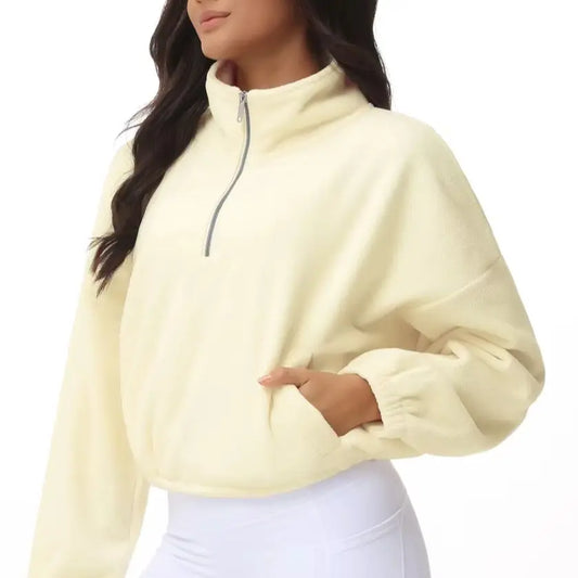 THE GYM PEOPLE Women's Half Zip Fleece Sweatshirt With Pockets