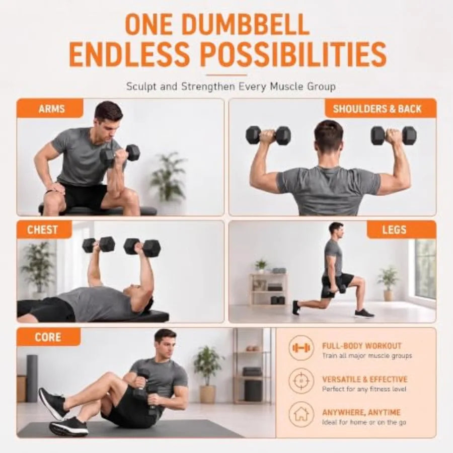 Rubber Coated Hex Dumbbell Set for Strength Training Equipment