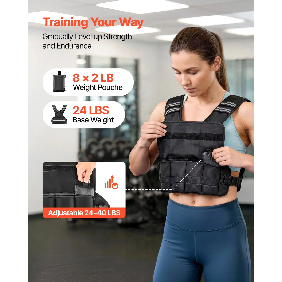 Adjustable Weighted Vest With Removable Packs for Strength Training