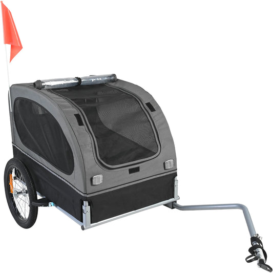 SucceBuy Collapsible Dog Bike Trailer Pet Carrier with Wheels