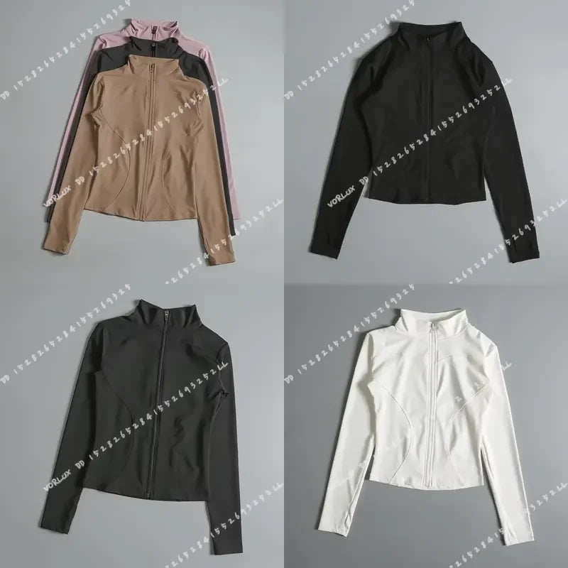 Women's Zip Up Yoga Shirt for Running and Gym Workouts