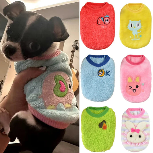 Cute Print Tea Cup Warm Fleece Sweater for Small Dogs