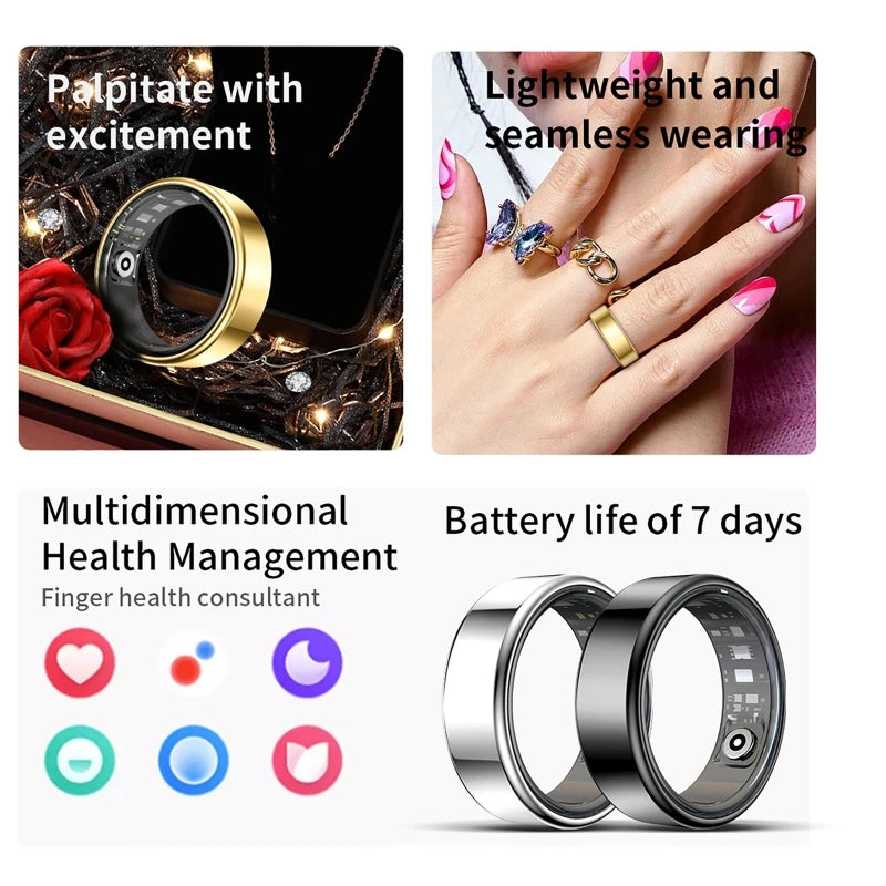 Smart Ring R09 Health Monitor With Activity Tracking Charging Case
