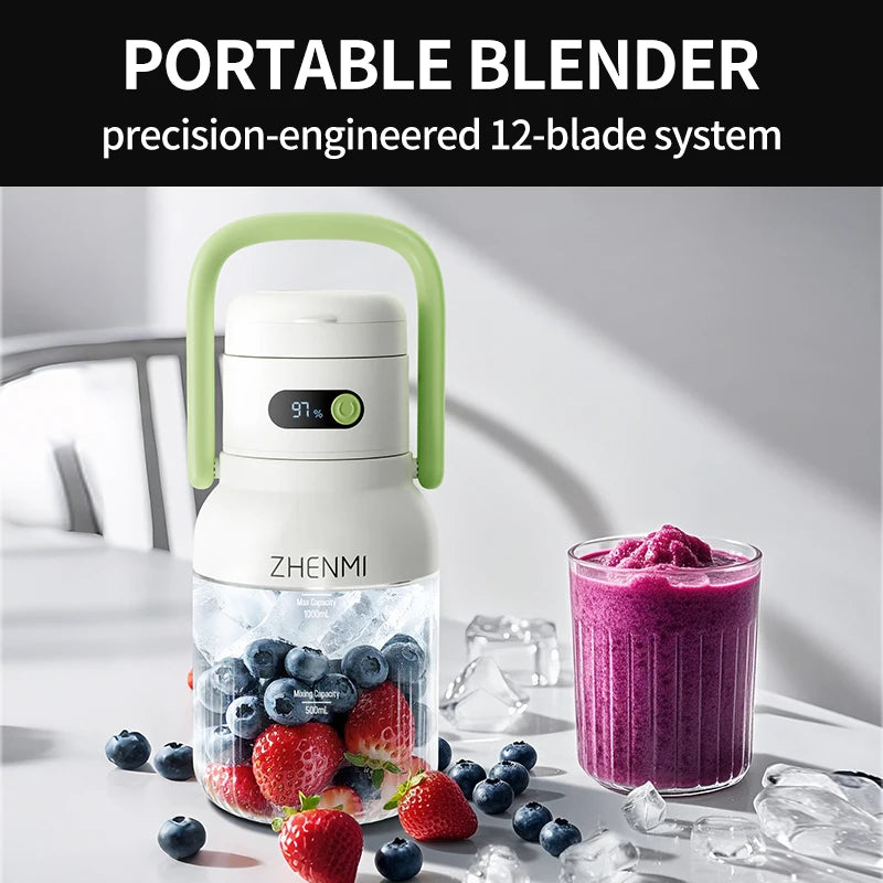 Zhenmi Cordless Blender For Smoothies And Shakes USB Rechargeable