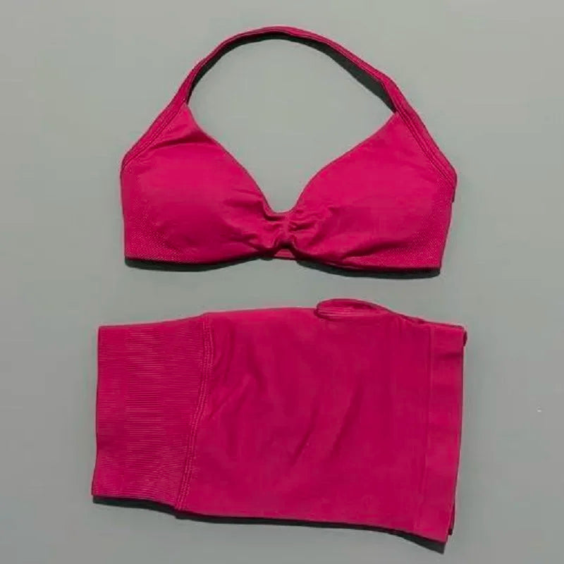 Seamless Yoga Bra And Scrunch Shorts Workout Set For Women