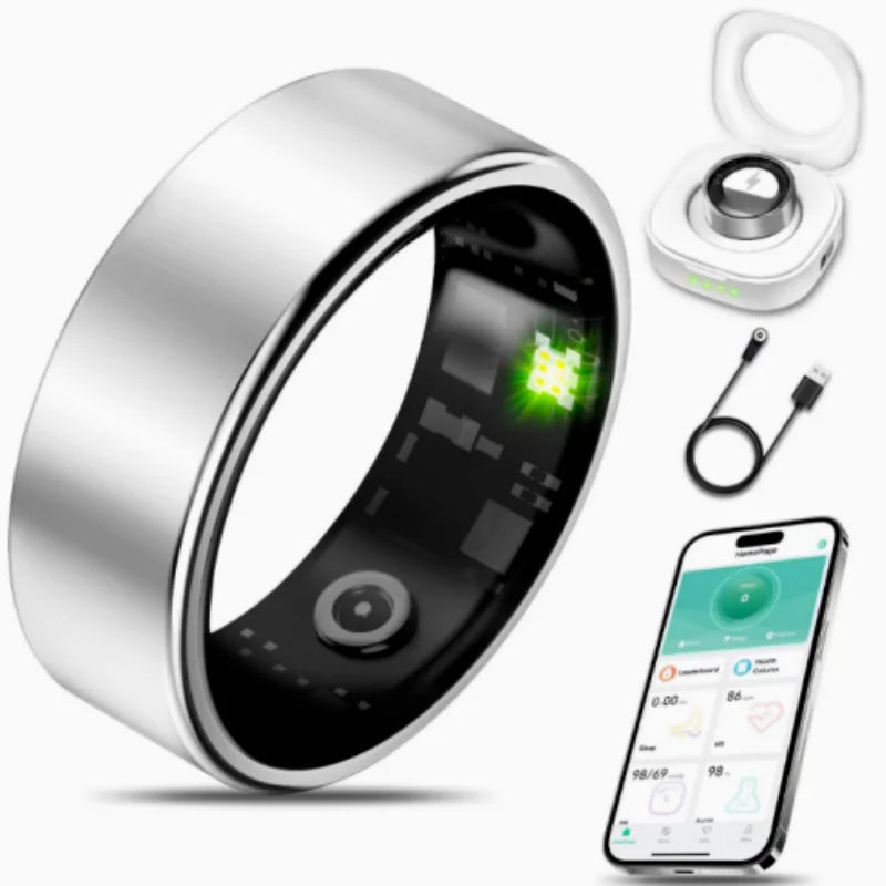 Smart Ring R09 Health Monitor With Activity Tracking Charging Case