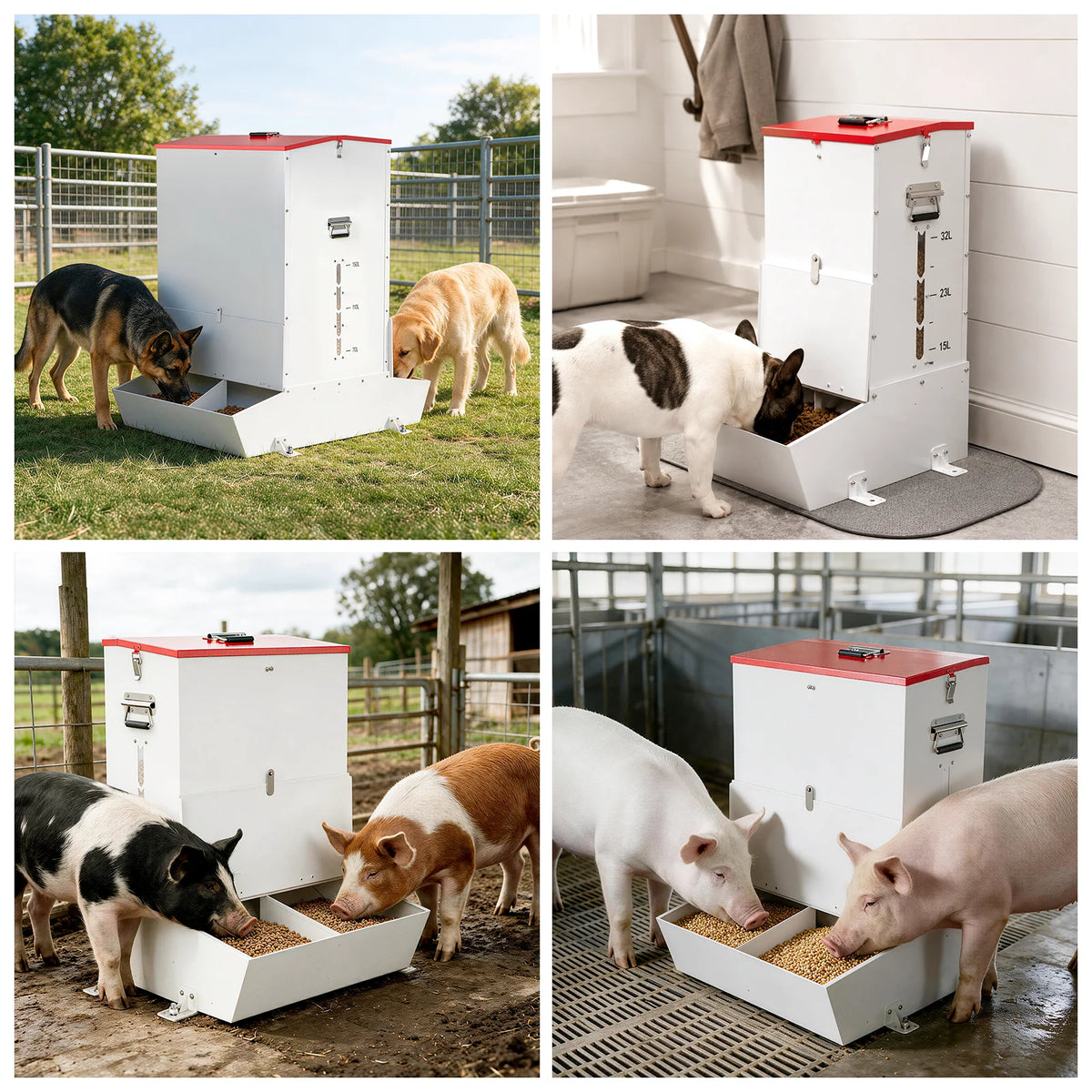 Lockable Automatic Metal Gravity Feeder for Dogs and Farm Animals