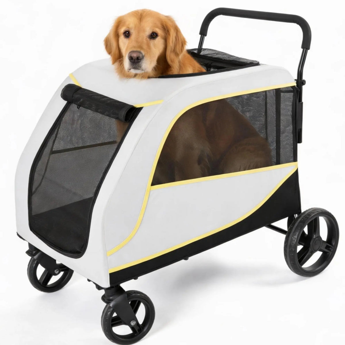 Collapsible All Terrain Pet Stroller Wagon With Dual Entry Breathable Mesh