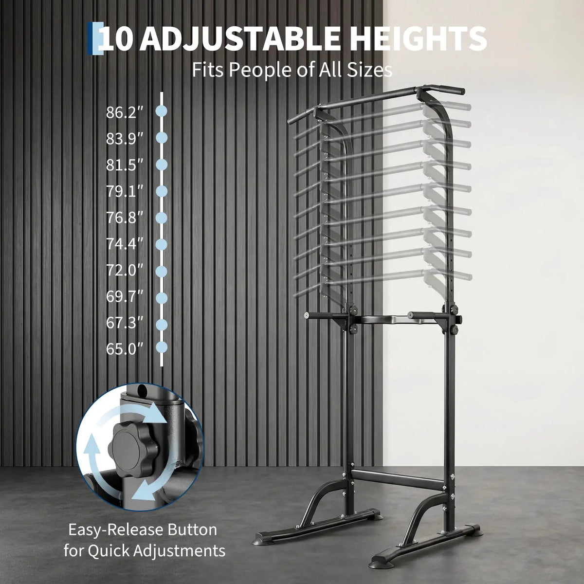 HiMISS Multi-Function Power Tower Dip Station With Pull Up Bar
