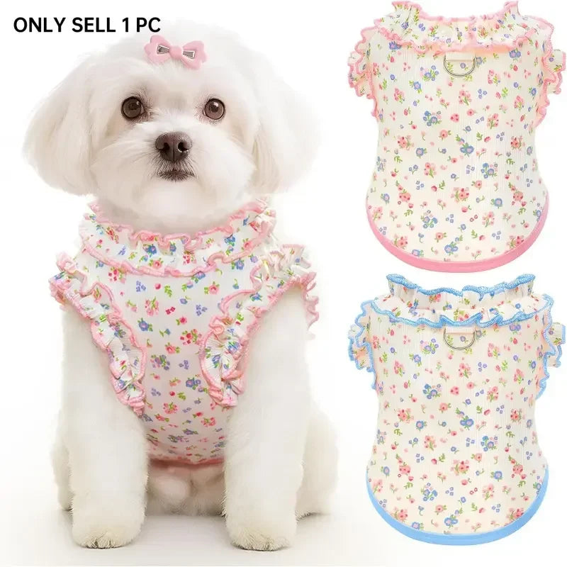 Breathable Summer Pet Shirt With Ruffled Sleeves For Dogs