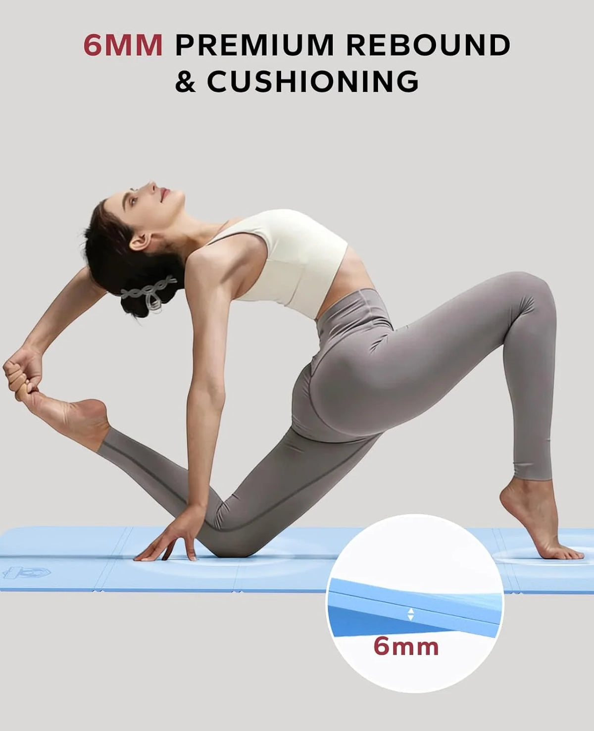 HAPBEAR Foldable TPE Yoga Mat Non Slip Portable Travel Fitness