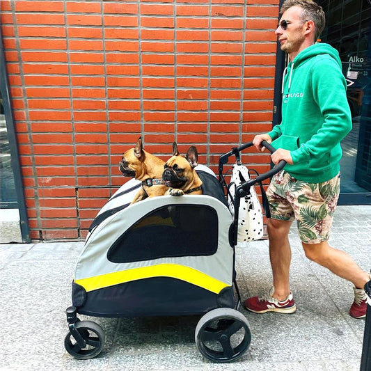 Foldable Dog Stroller Pram With Four Wheels For Travel