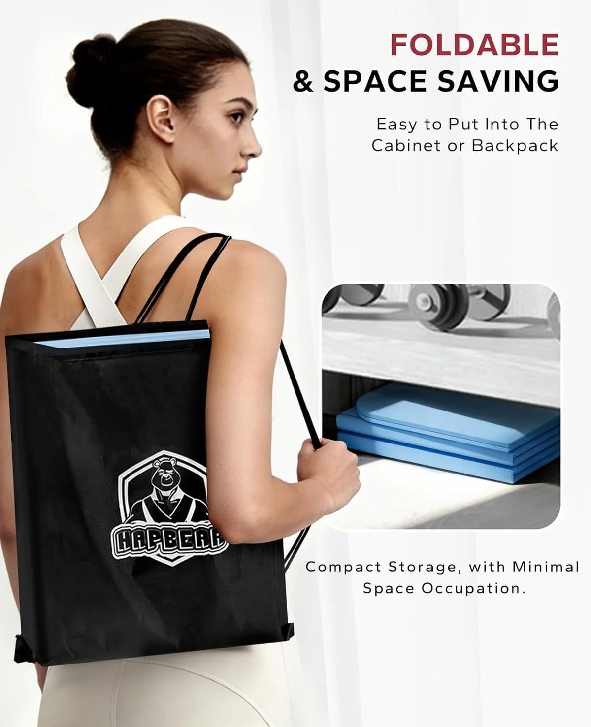 HAPBEAR Foldable TPE Yoga Mat Non Slip Portable Travel Fitness