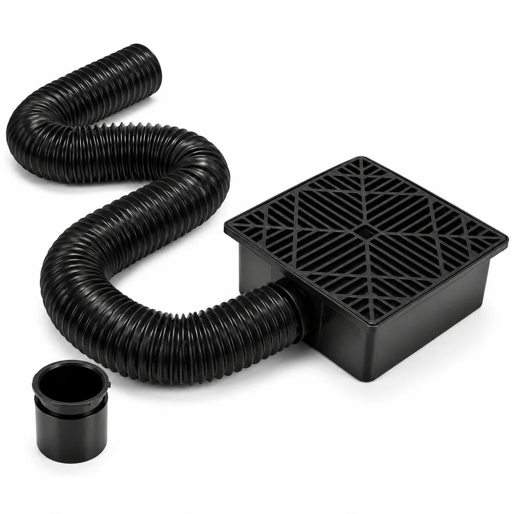Outdoor Drain Catch Basin Kit With Grate And Flexible Pipe