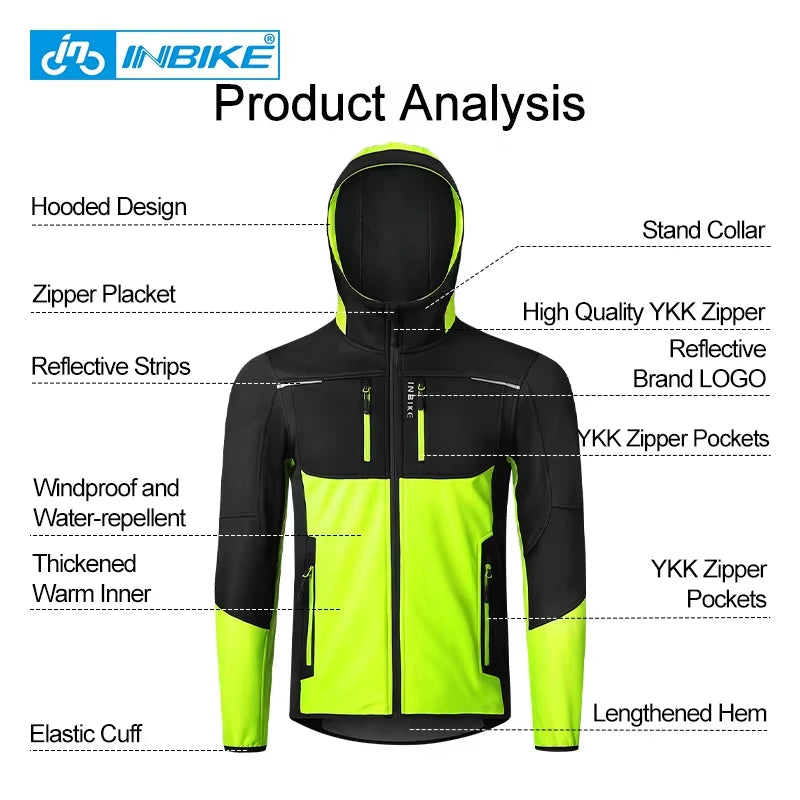 INBIKE Mens Waterproof Windproof Thermal Fleece Cycling Jacket