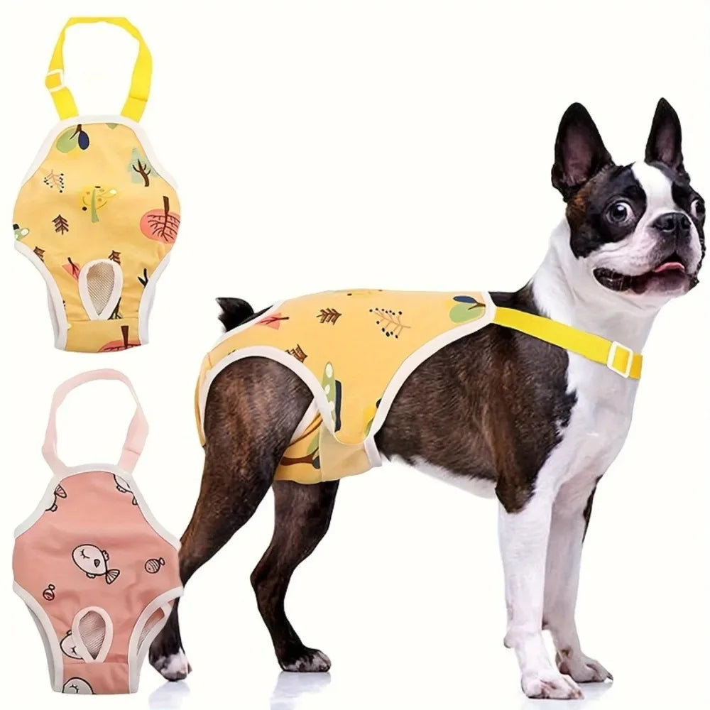 Washable Female Dog Diaper Pants With Adjustable Shoulder Straps