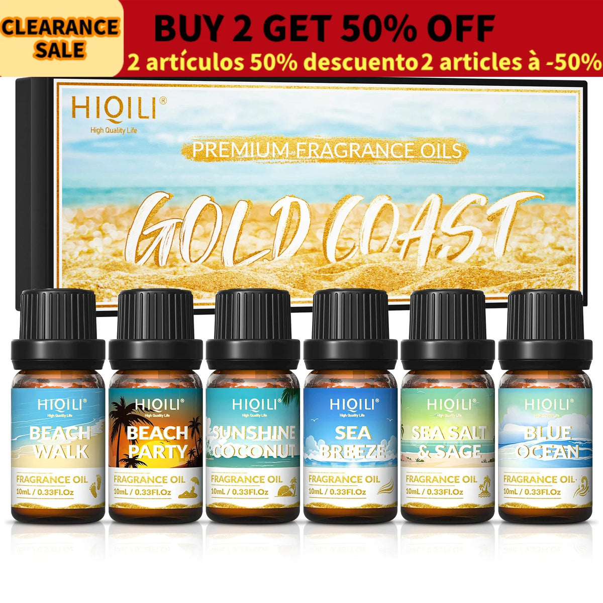 HIQILI Gold Coast Fragrance Oil Set For Aromatherapy Diffusers